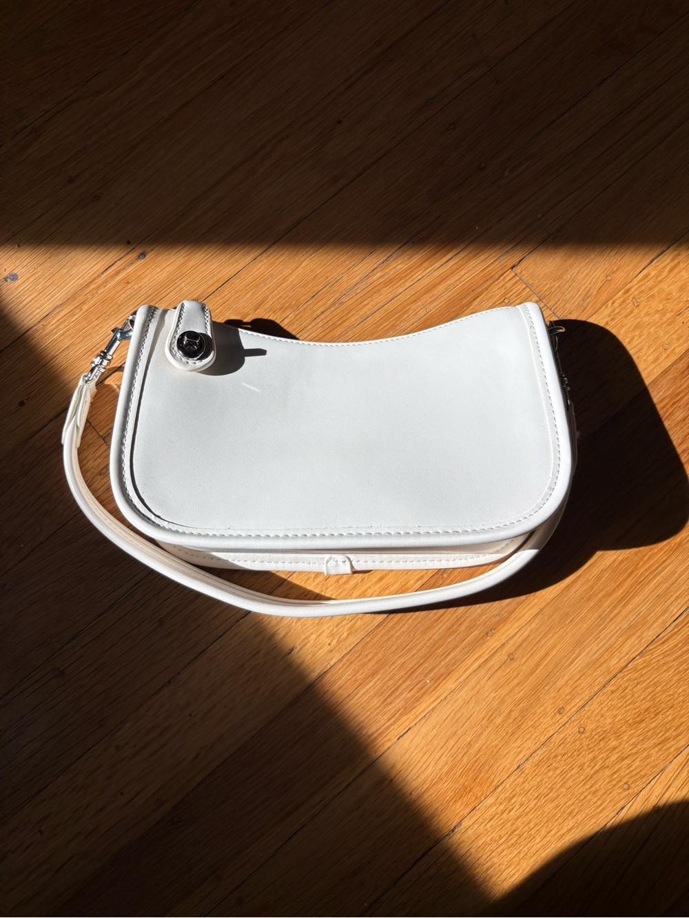 White Leather Shoulder Bag - Classic Women's Crossbody